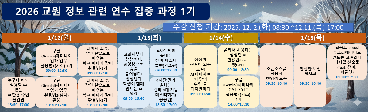 2026 교원 정보 관련 연수 집중 과정 1기